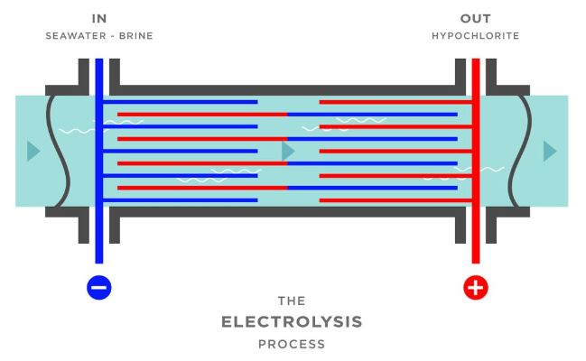 Onshore Seawater Biofouling Electrolysis process